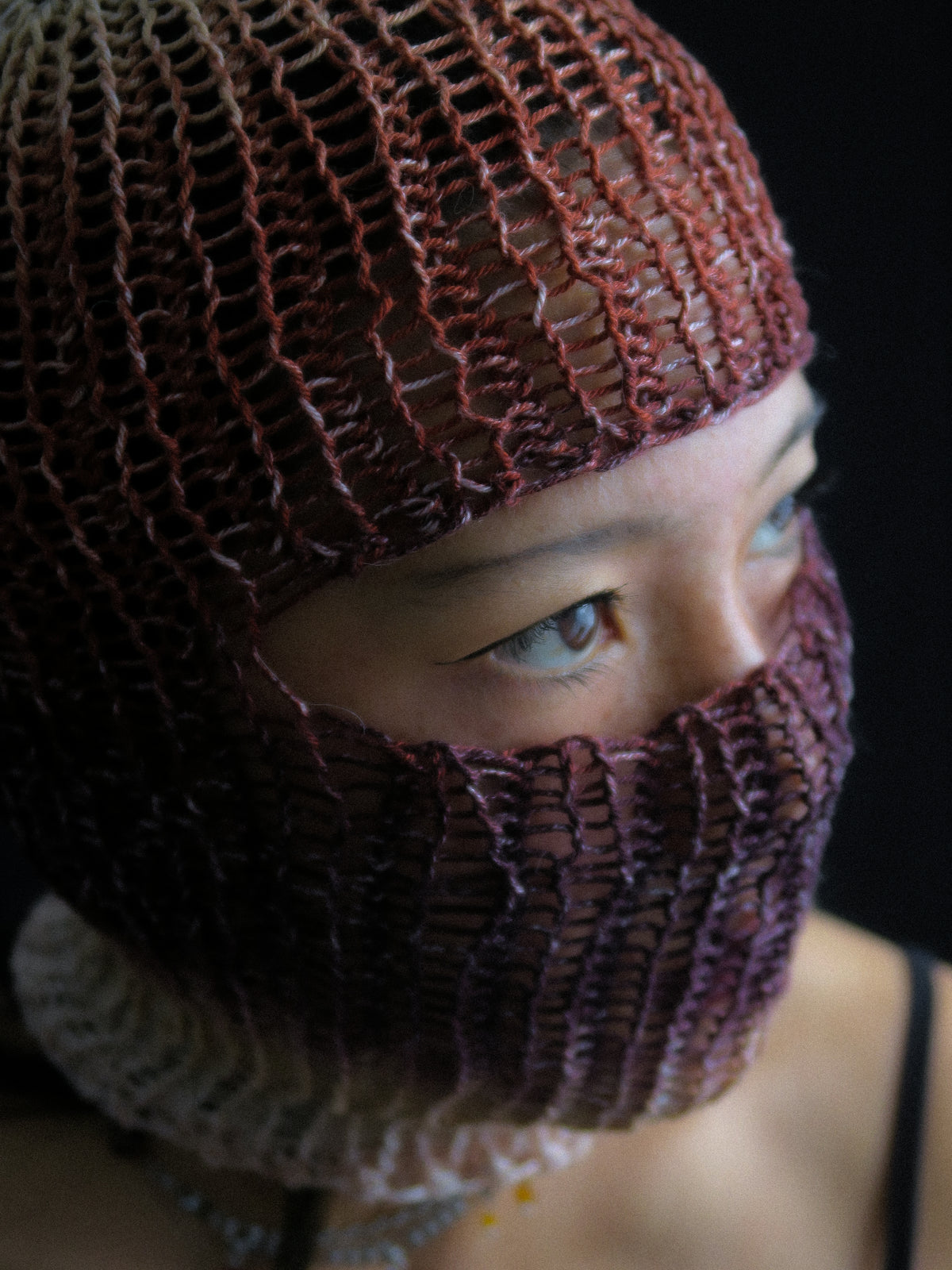 Purple Gradient Knitted Balaclava
