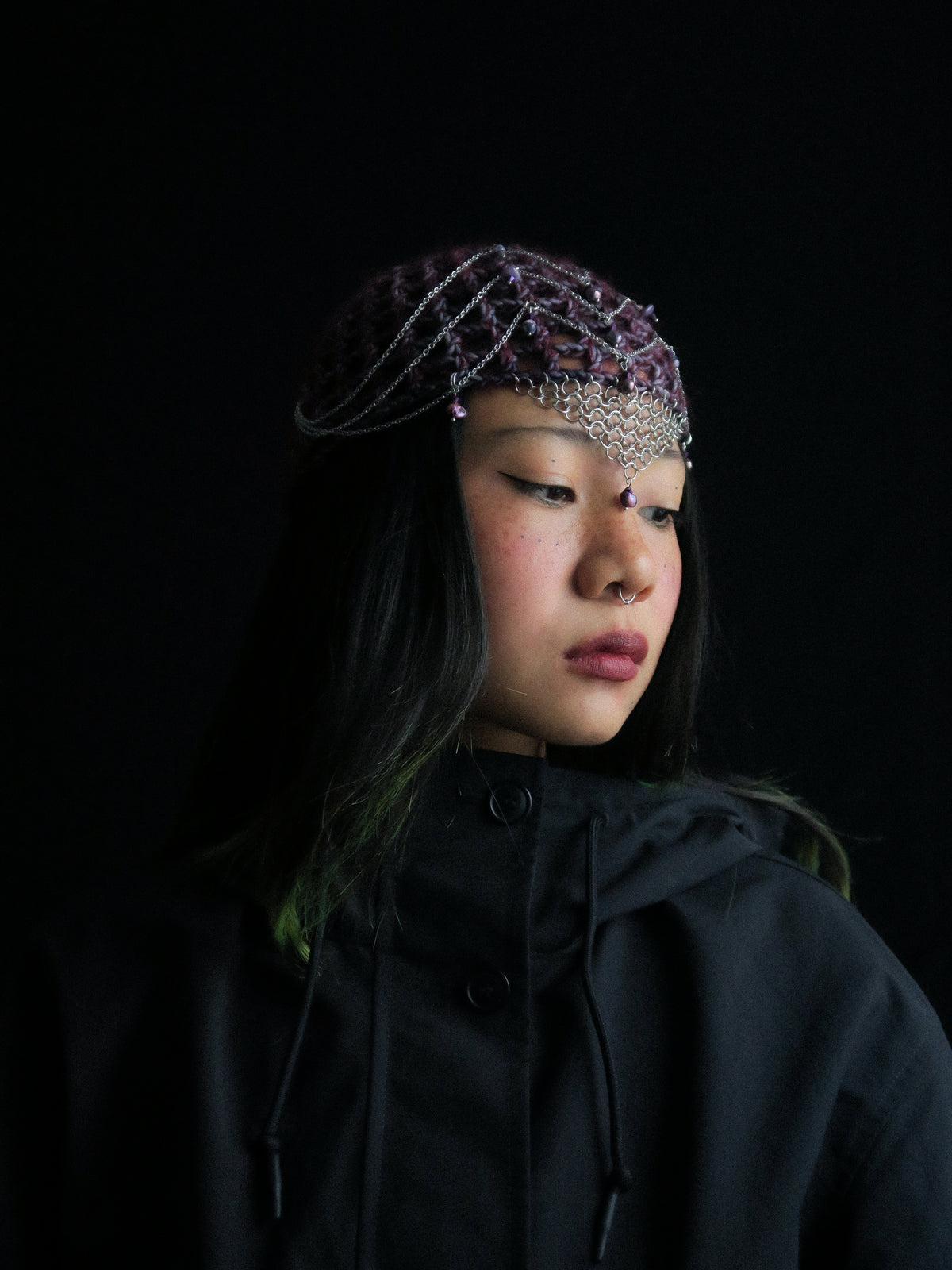 Fluffy Witch Fishnet Hat