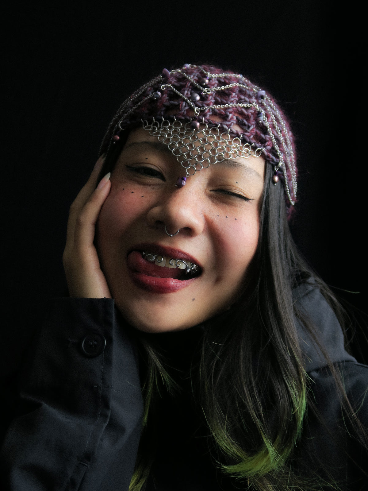 Fluffy Witch Fishnet Hat