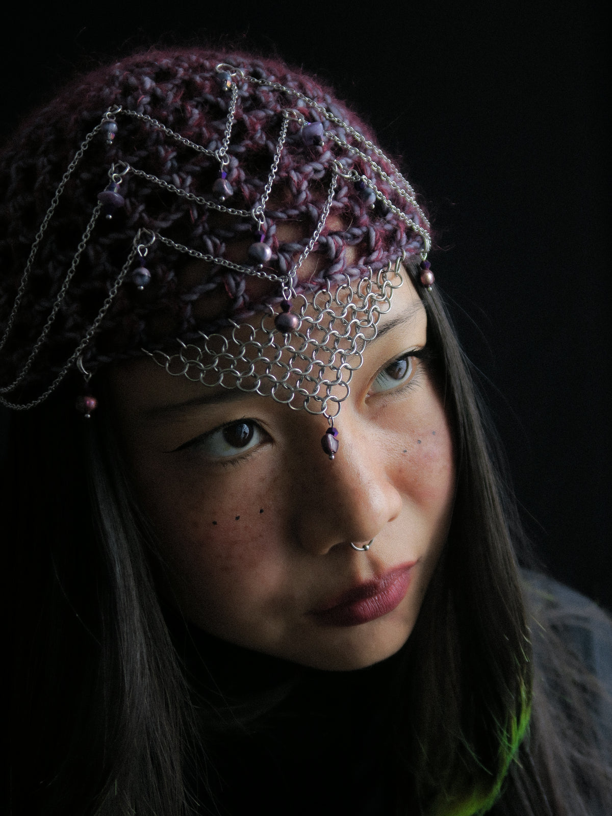 Fluffy Witch Fishnet Hat