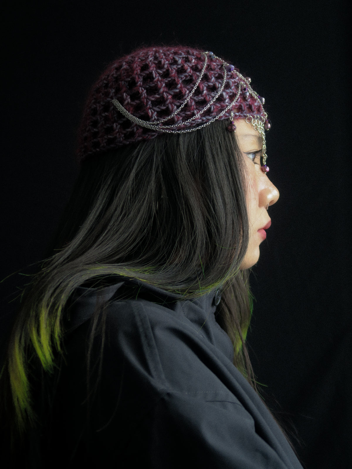 Fluffy Witch Fishnet Hat