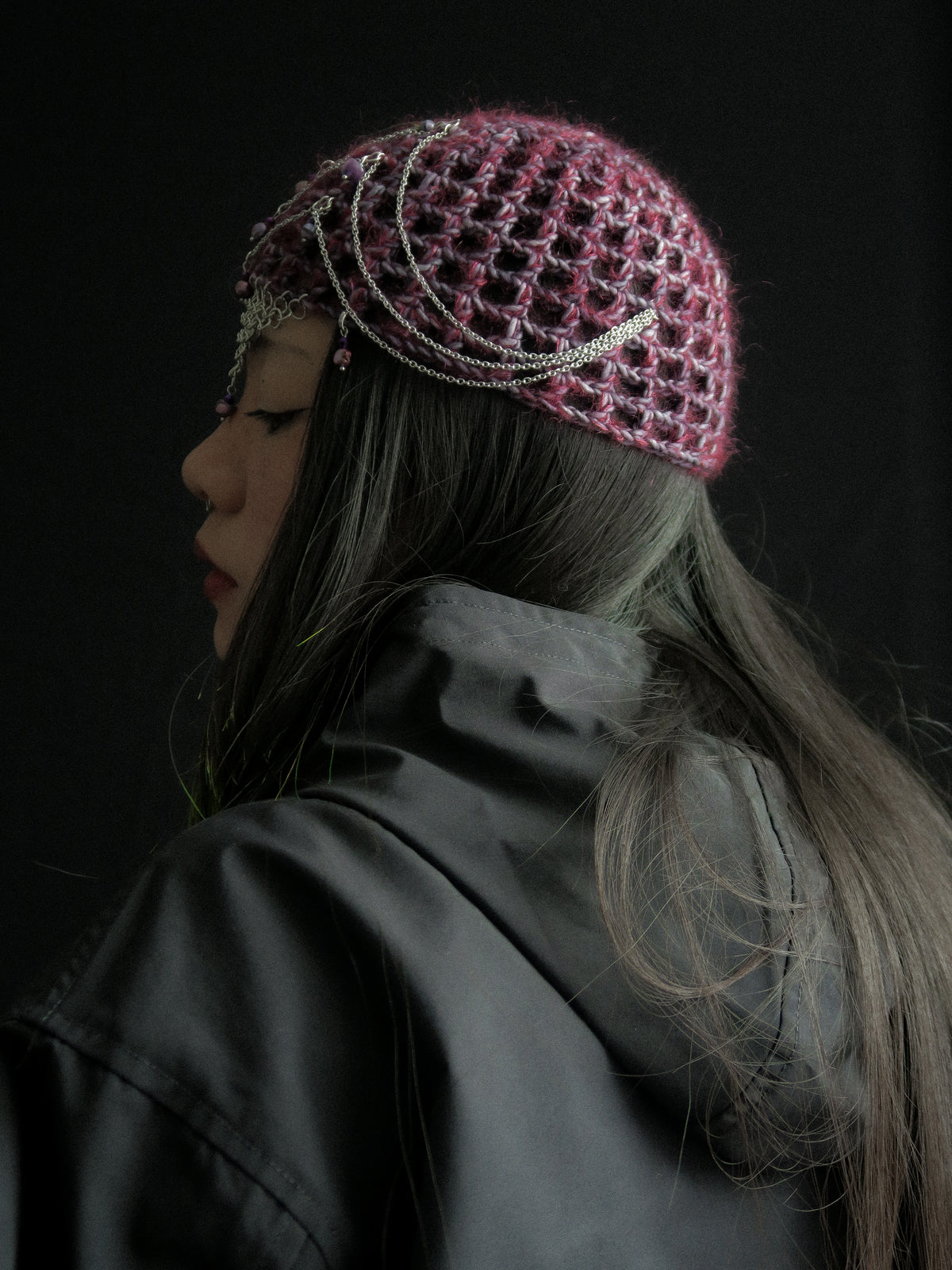 Fluffy Witch Fishnet Hat