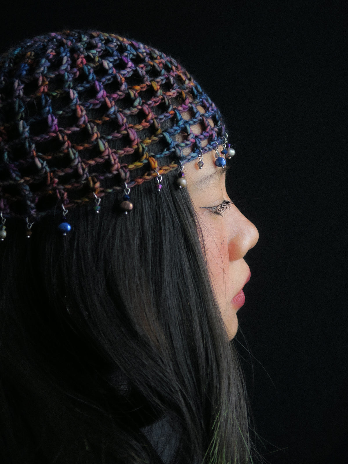 Dark Pearls Fishnet Hat