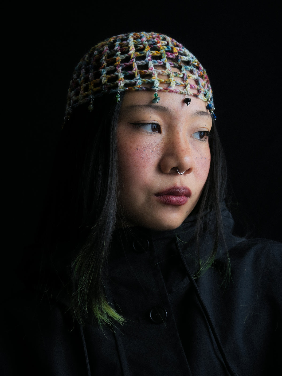 Rainbow Fishnet Hat