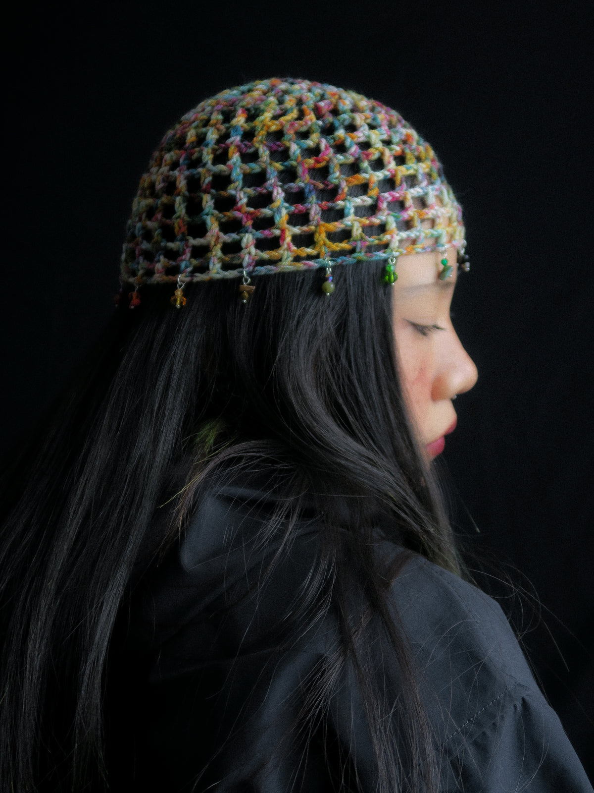 Rainbow Fishnet Hat