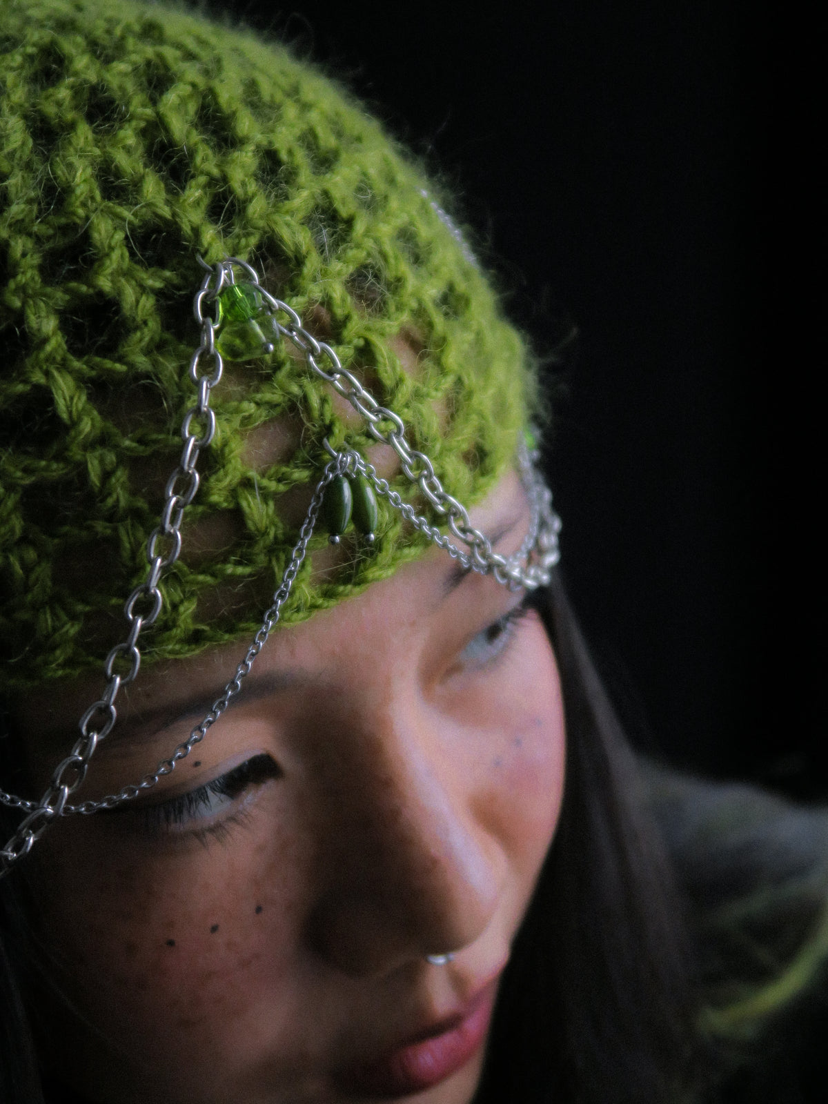 Fluffy Moss Fishnet Hat