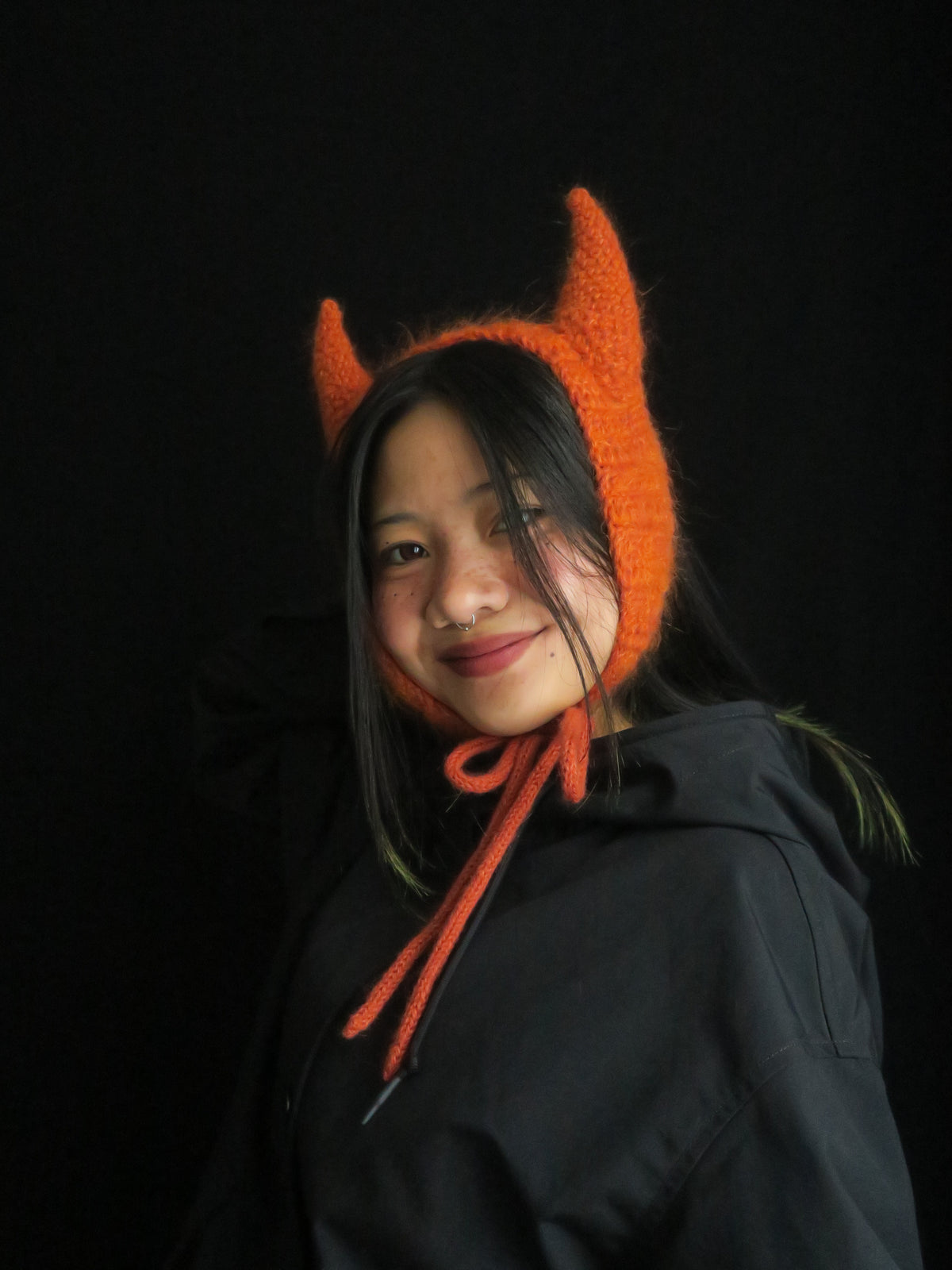Fluffy Pumkin Horned Earmuff