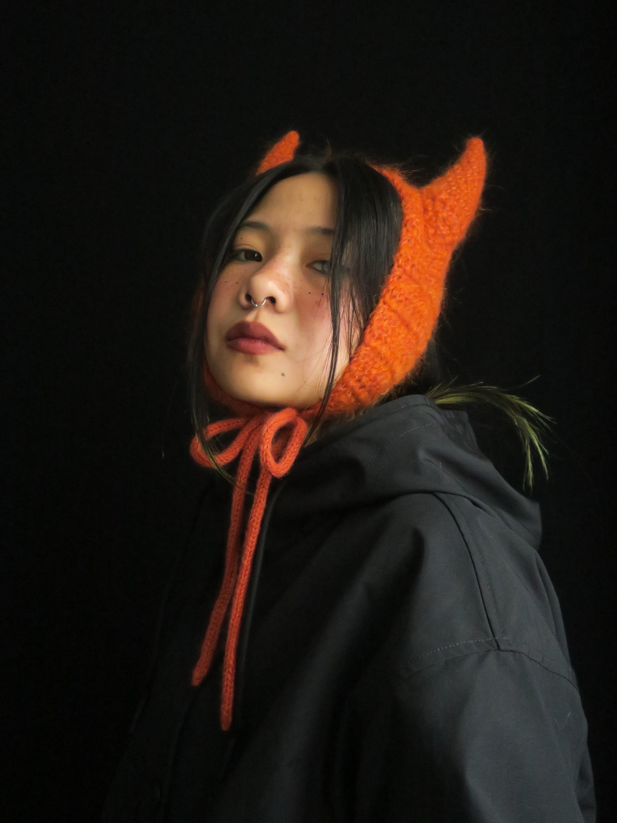 Fluffy Pumkin Horned Earmuff