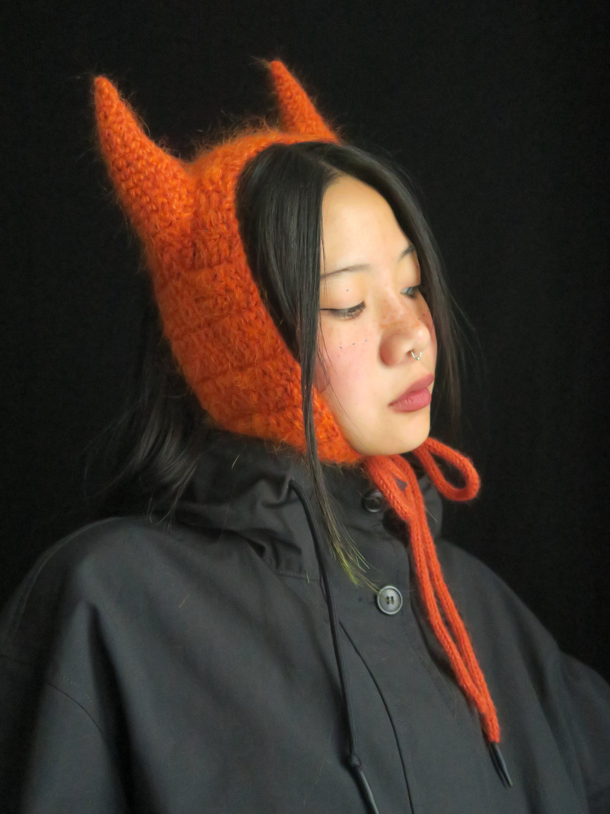 Fluffy Pumkin Horned Earmuff