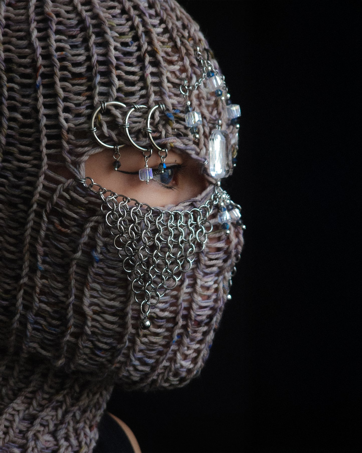 Crystal knight knitted balaclava