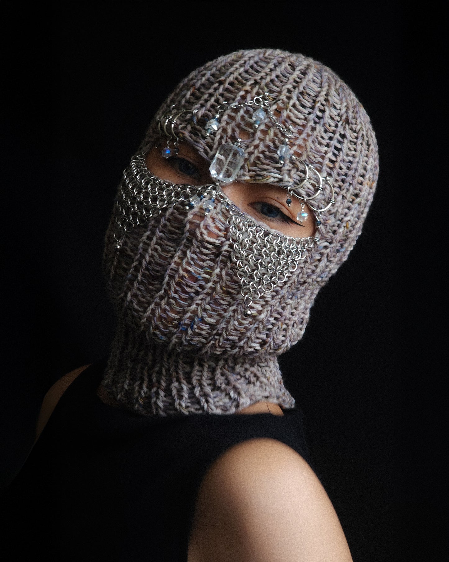 Crystal knight knitted balaclava