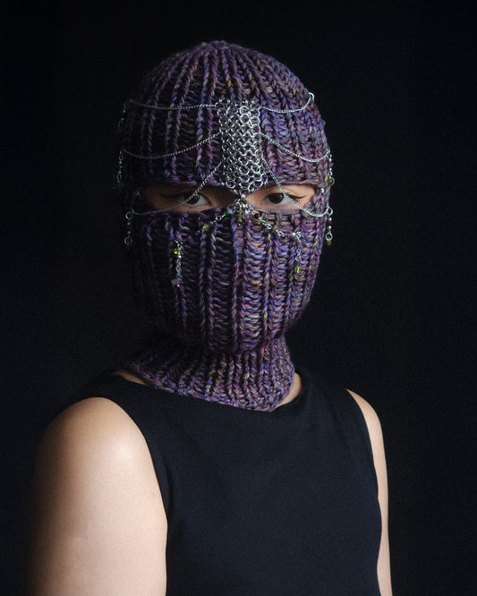 Purple Armor Knight Knitted Balaclava