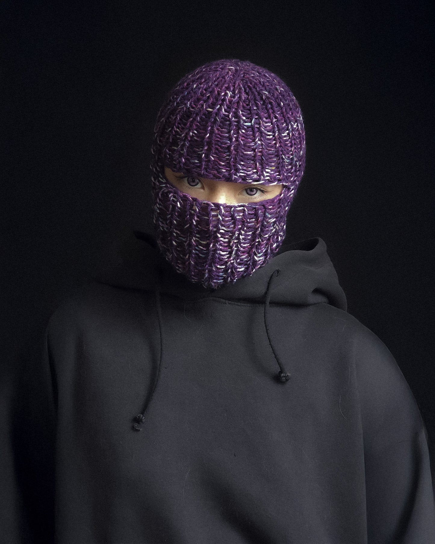 Purple Knitted Balaclava