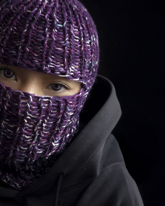 Purple Knitted Balaclava