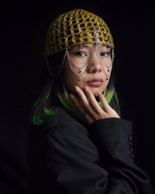 Amethyst Sulfur fishnet hat