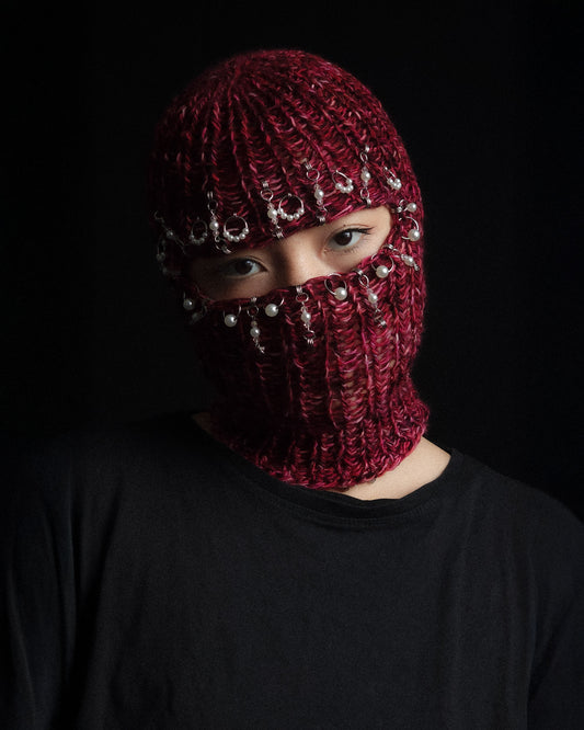 Cherry Pearly Knitted Balaclava